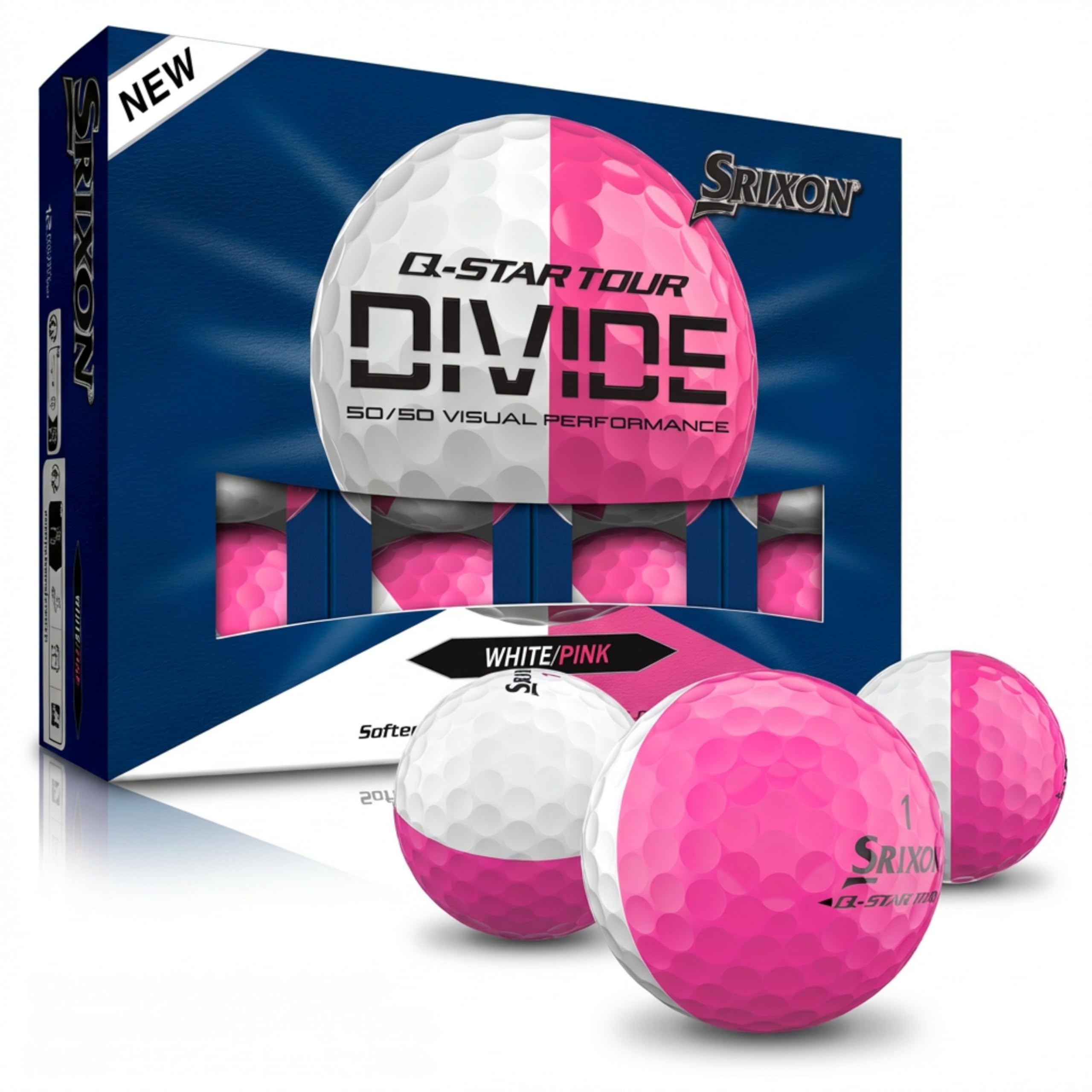 Srixon Q-Star Divide 12 Balle de Golf qualité Tour - Parfaite pour Le Petit Jeux - Noyau FastLayer - Haute Compression de Balle