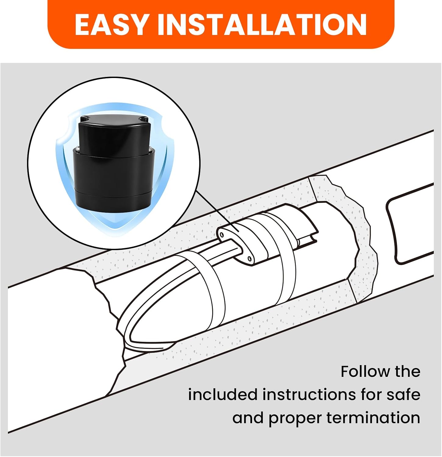 Cut-to-Length Roof & Pipe Heating Cable 20ft 120V 8W/ft Self-Regulating CSA Certified with KYSF03, KYSF02 & ES-Pro