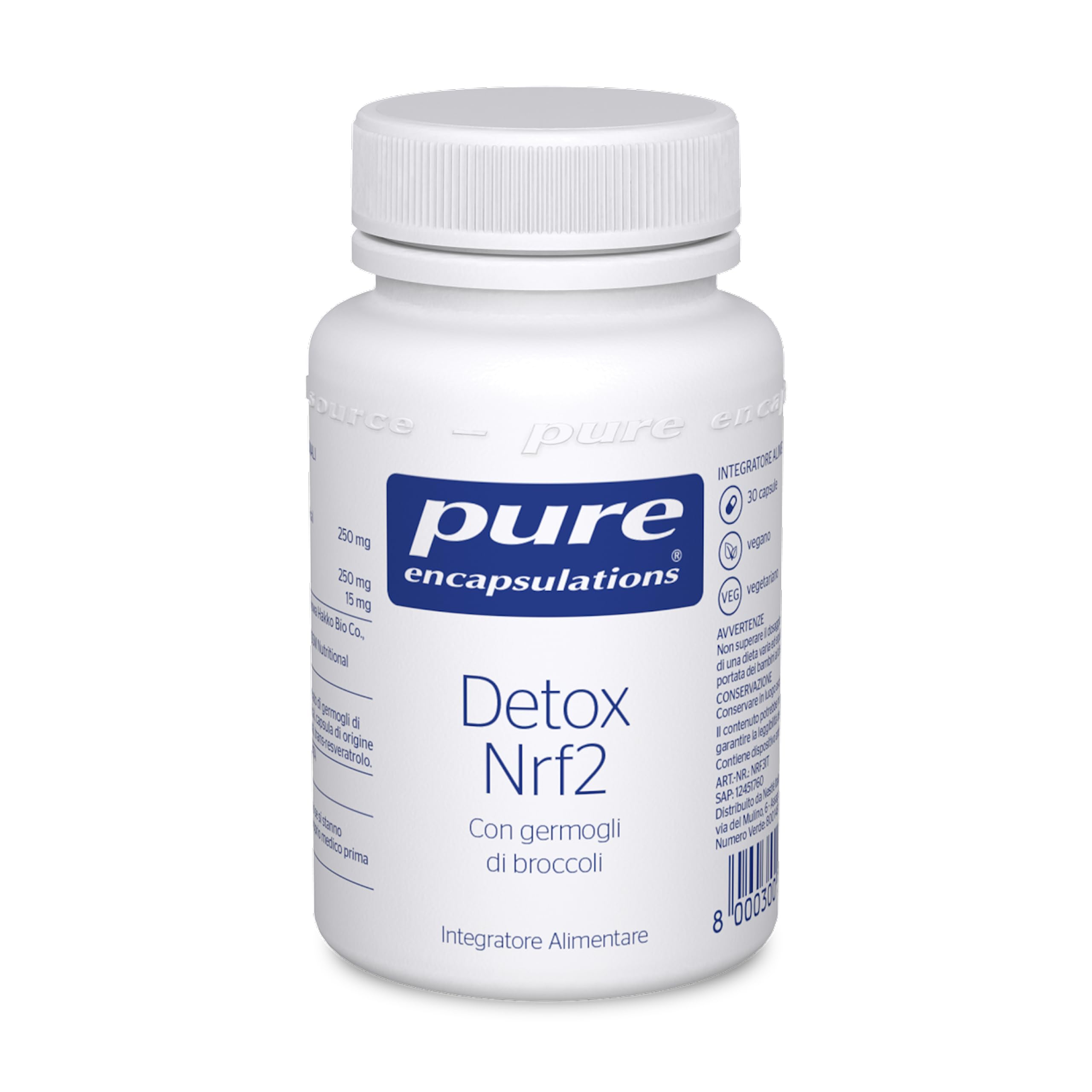 Pure Encapsulations - Detox NRF2 – Integratore con Germogli di Broccoli, Glutatione e Resveratrolo – Formula Detox – 30 Capsule | Germogli di Broccoli, Glutatione Ridotto e Resveratrolo, Miscela di Estratti Vegetali, Capsule Vegane Ipoallergeniche