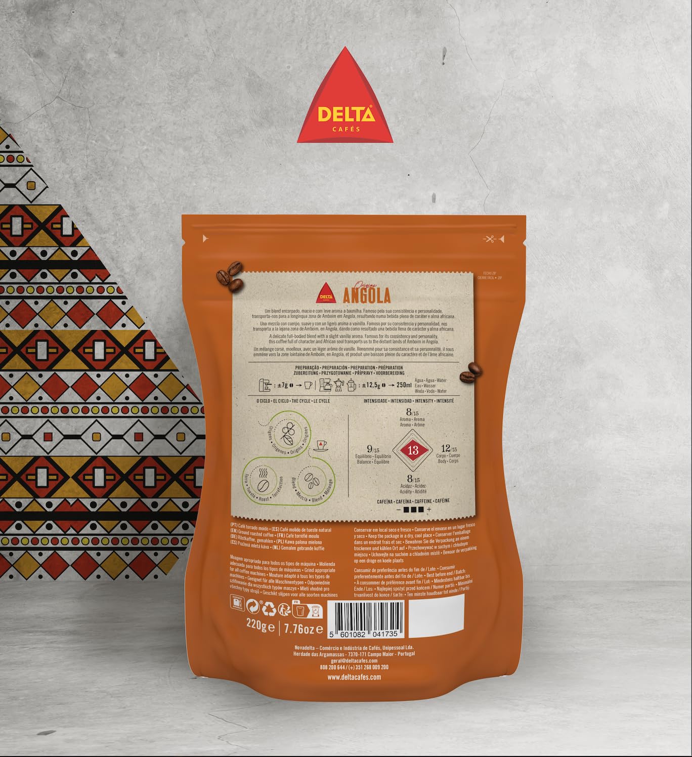 Delta Mmielona kawa palona z Angoli do ekspresu do espresso lub torebki 250 g