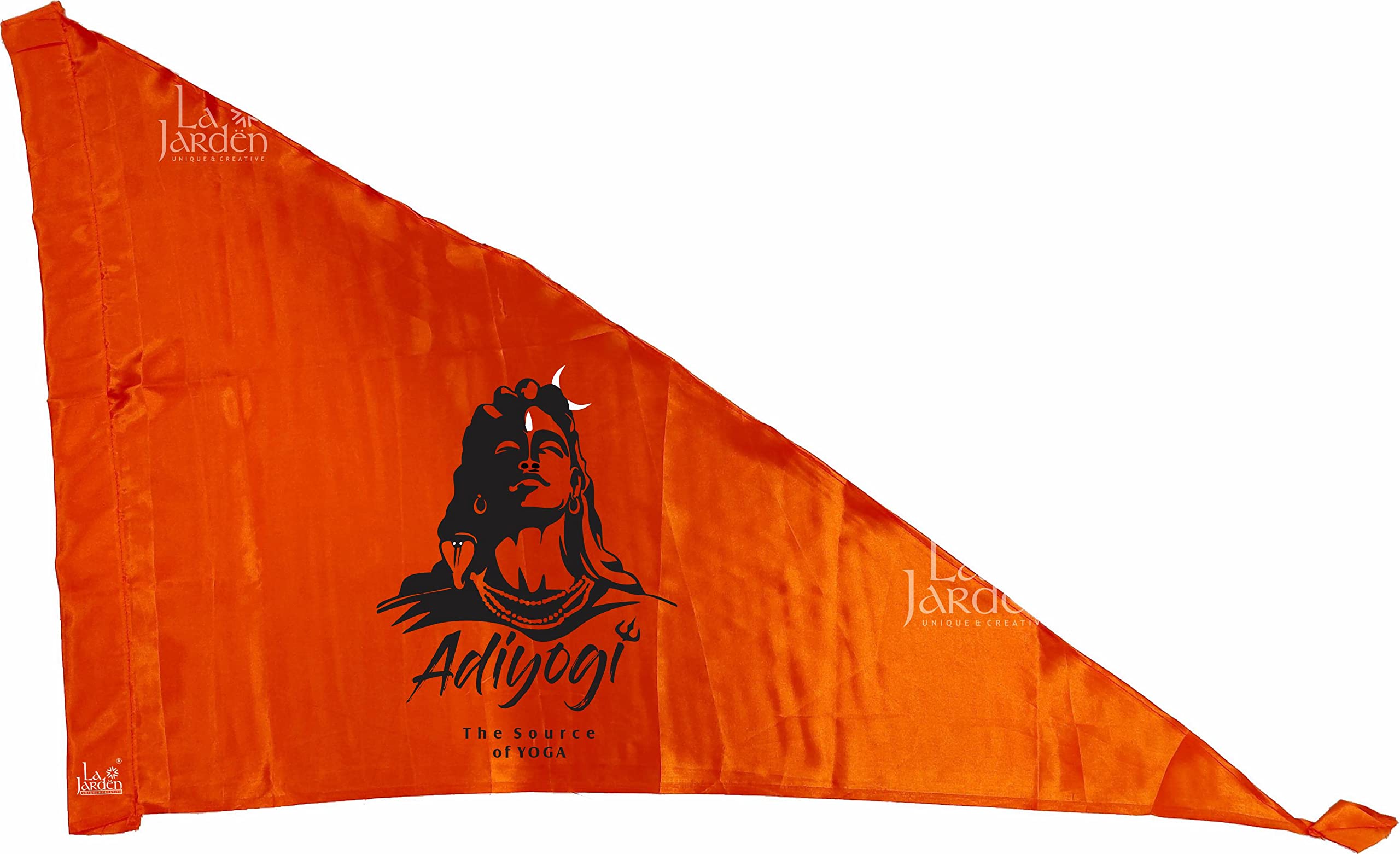 La Jarden LARGE SIZE Aadi Yogi Flag 3 feet x 4.5 feet, Adiyogi Bhagwa dhwaj The Source of Yoga Inspirational flag, Beautifully Double color printed on Silky, Shiny Satin fabric for meditation centre, at Yoga sessions 36 x 54 inches (pack of 1)-image-5