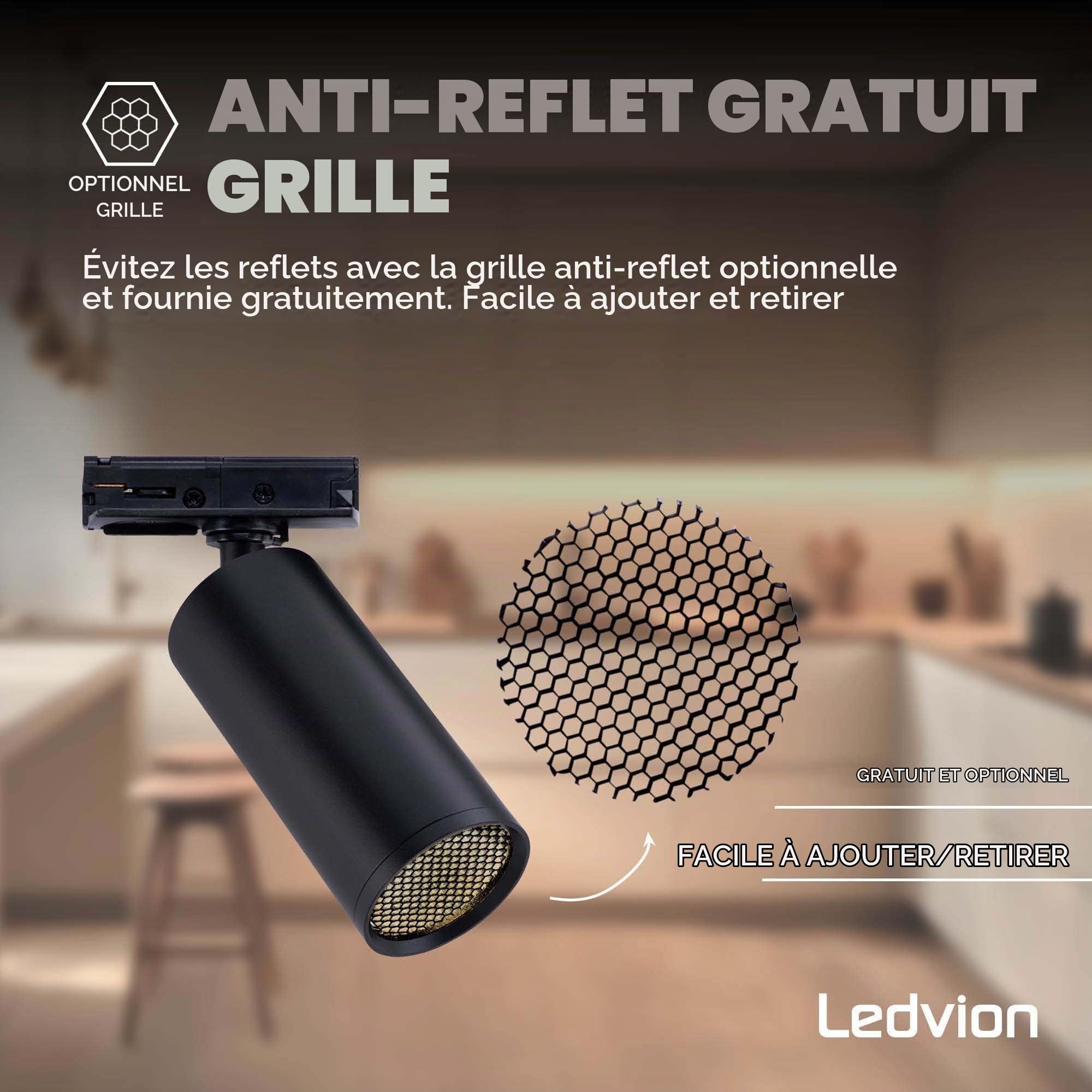 Ledvion systeme rail LED 2m monophase Noir 5 spots sans ampoule GU10