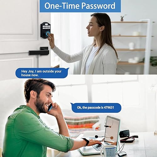 Miniatura 6 de Cerradura inteligente de puerta de entrada sin llave, cerradura de puerta de entrada sin llave con teclado, control de aplicación, bloqueo Mate negro