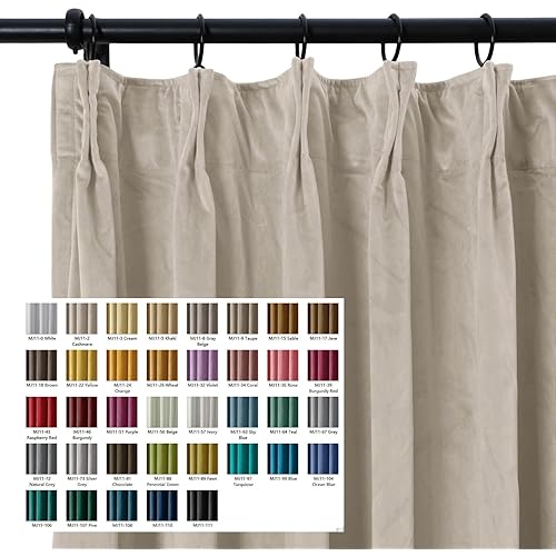 Drapifytex Customize Blackout Pinch Pleat Velvet Curtain, Custom Room Darkening Grommet Window Drapery, 1 Panel