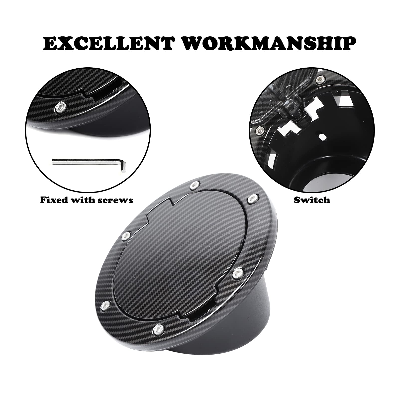CheroCar for Jeep Wrangler JK Gas Cap Cover Fuel Filler Door Cover Accessories for Jeep Wrangler JK & Unlimited Sport Rubicon Sahara 2007-2018(Carbon Fiber)