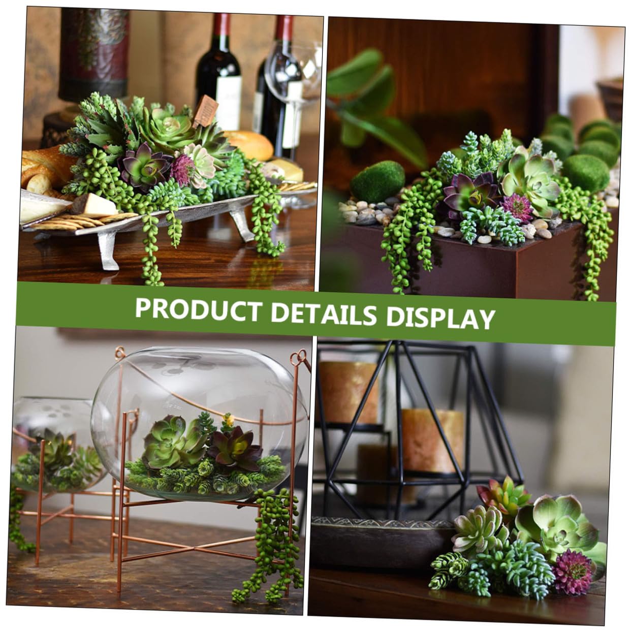 Healeved Succulentes Artificielles Décoratives 14 Pièces en PVC PE Vertes