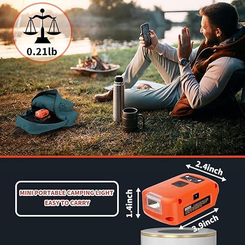 Miniatura 7 de Cargador adaptador de batería para batería Black & Decker de iones de litio de 20 V, fuente de alimentación con luz LED de 3 W 140 LM, 2 puertos