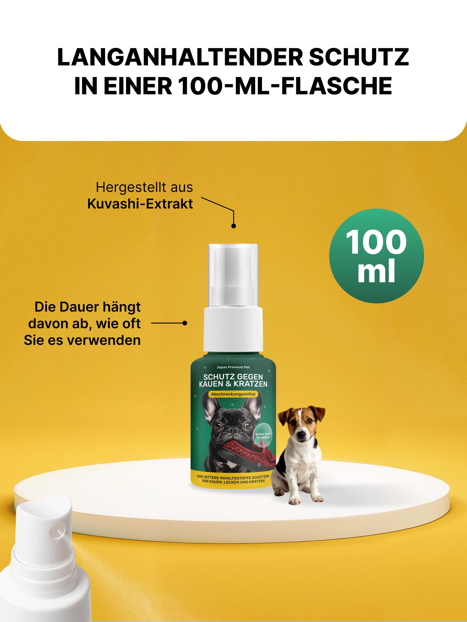 Spray Correcteur de Comportement pour Chien | Spray Répulsif pour Chien | Spray Anti-Mordillage | Spray d’Éducation Naturel pour Chien | Solution de Dressage | Spray Amer Sans Alcool 100 ml