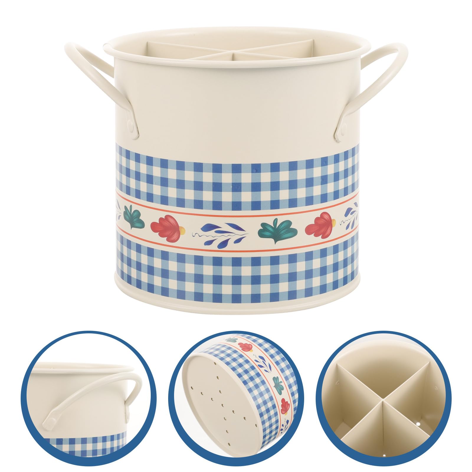 Toyvian Porte-ustensiles pour Organisation et Gain de Place en Fer Rétro 4 Compartiments Support de Baguettes Original Cuisine Murale