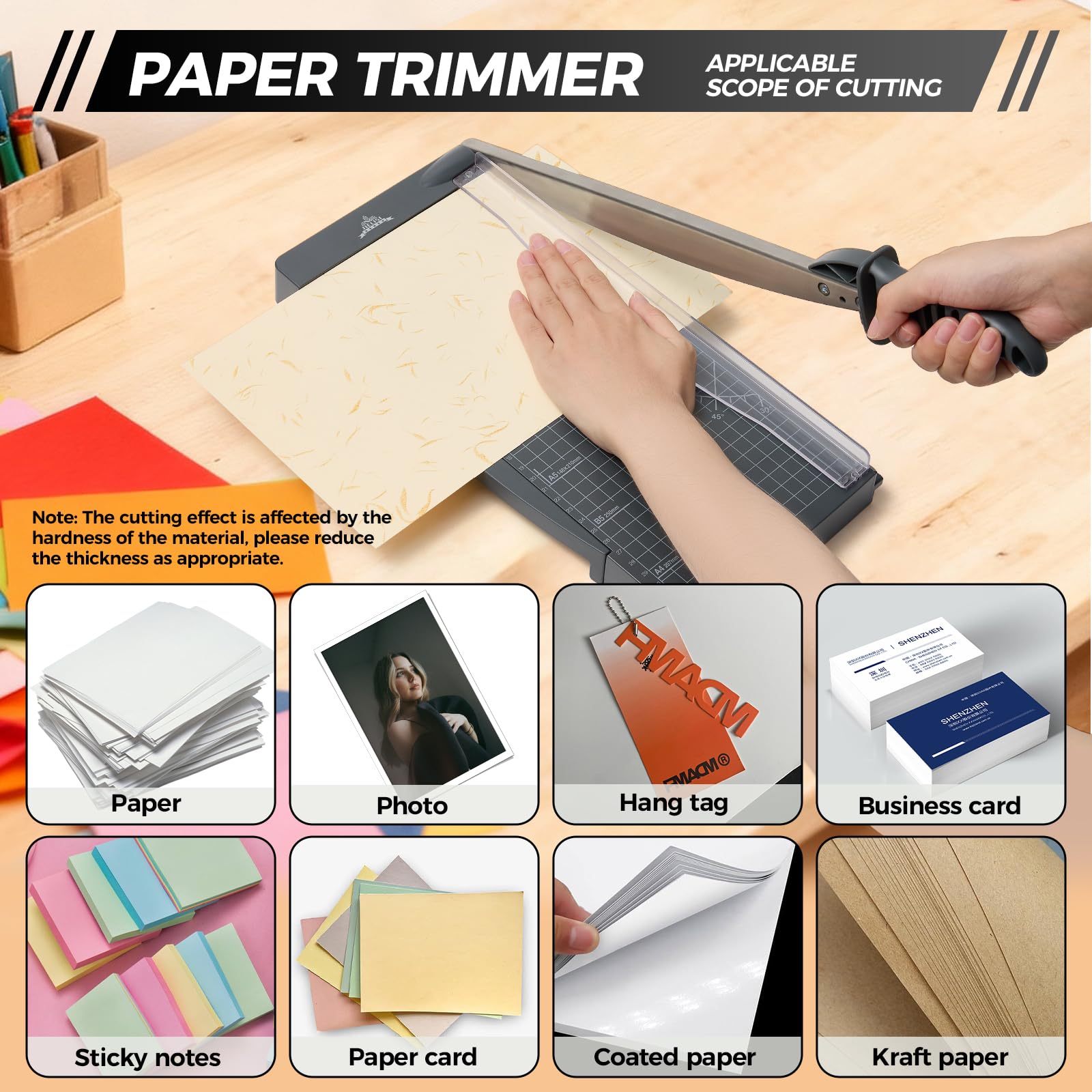 A4 Papierschneider, Schnittleistung bis zu 10 Blatt, 12 Zoll Schnittlänge, Manuelle Guillotine-Papierschneidemaschine, Hebelschneider Schere für Papier und Fotos（Dunkelgrau）