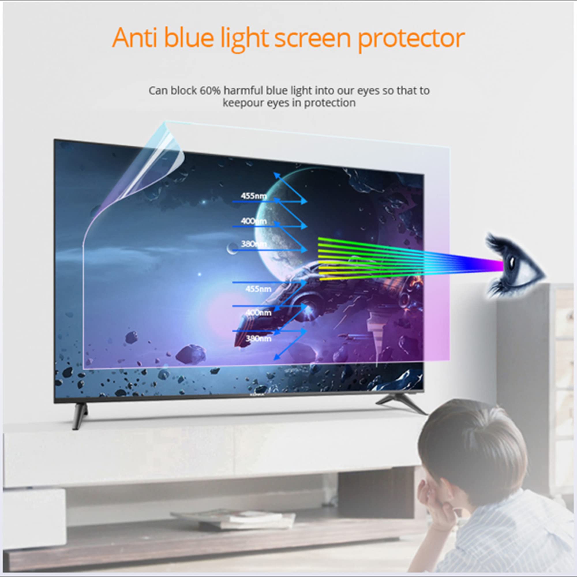 Protecteur d'écran TV Mat 42-65 Pouces Anti-reflet Anti-lumière Bleue Anti-Rayures pour LCD LED 4K OLED QLED HDTV