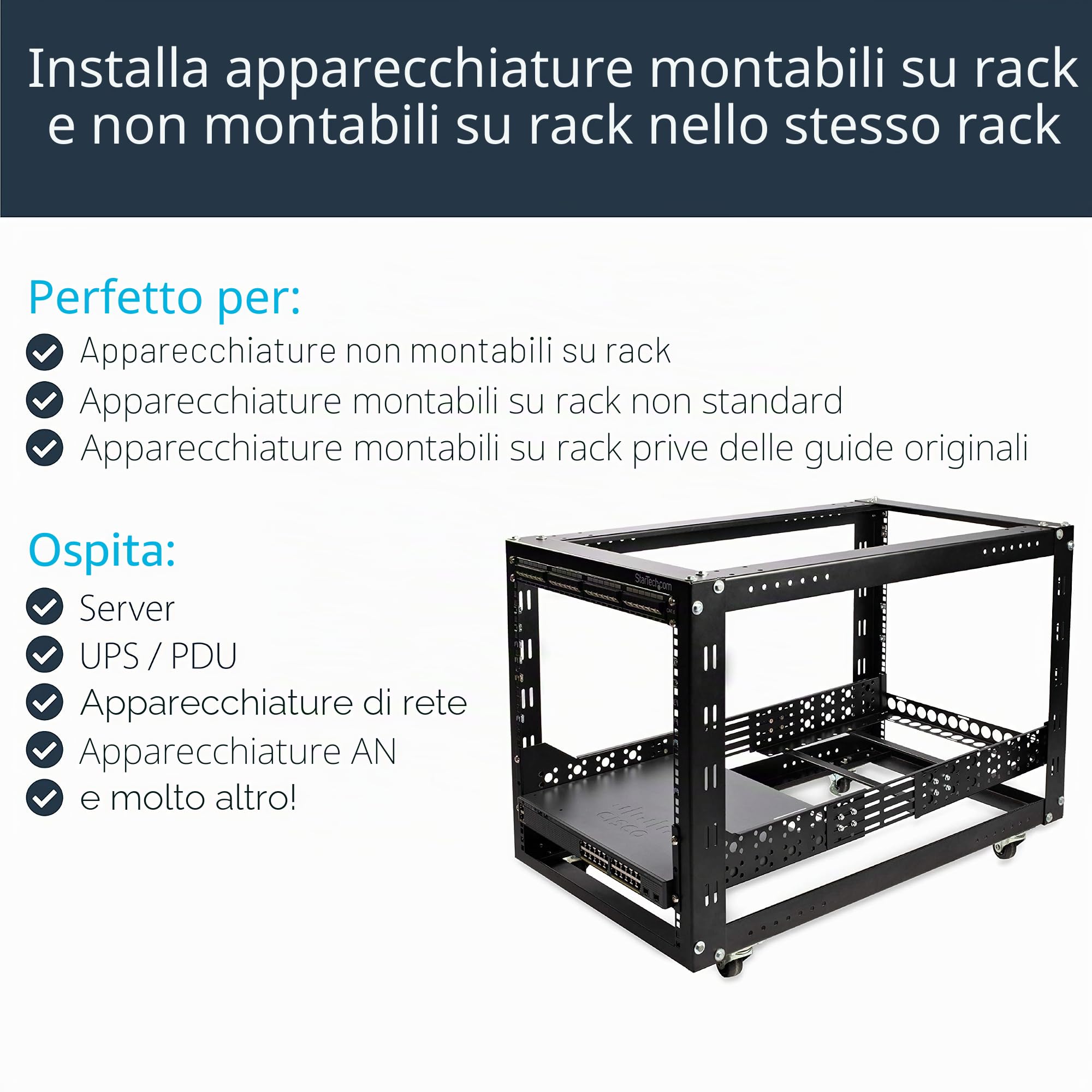 StarTech.com 3U Universal Server Rack Rails - TAA Compliant Fixed Mounting Rails - 19" Adjustable Depth Rack Mount Rails | Staffe di Montaggio per Armadio Rack 19 pollici, Portata 97kg, Profondita Regolabile