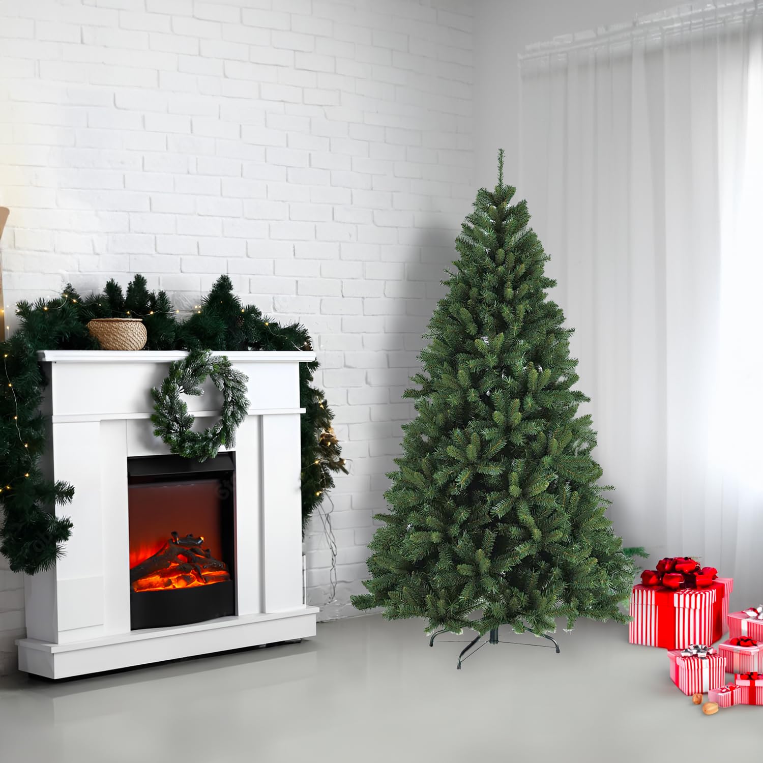 Chantal Albero di Natale Realistico, Artificiale in PVC, Base in Metallo, Apertura ad Ombrello (Altezza 180 cm, 760 rami, diametro max 107 cm)