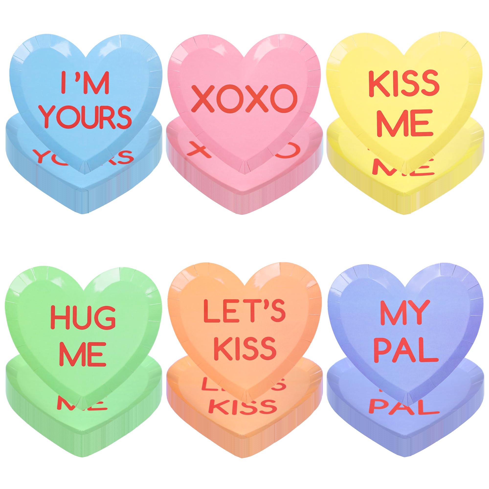 60 PCS Heart Paper Plates Valentine's Day 9 Inch Party Plates Disposable Heart Dinner Plates Decorative Valentines Party Tableware for Valentine's Day Anniversary Birthday Wedding Party Supplies