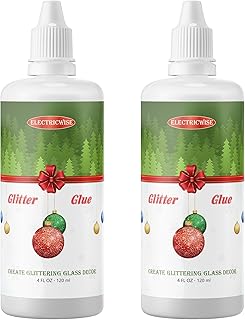 2 Pack 4 Ounce Glitter It Glue, Dries Clear & Fast, Non Toxic Glue for Glittering Christmas Glass Decor & Art Ornament Crafting, Polyacrylic