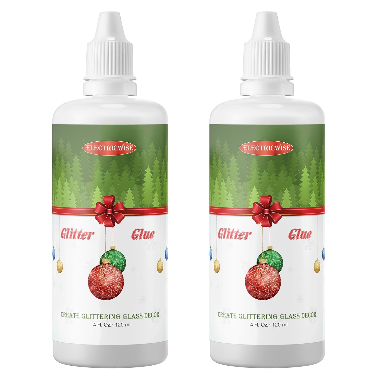 2 Pack 4 Ounce Glitter It Glue, Dries Clear & Fast, Non Toxic Glue for Glittering Christmas Glass Decor & Art Ornament Crafting, Polyacrylic