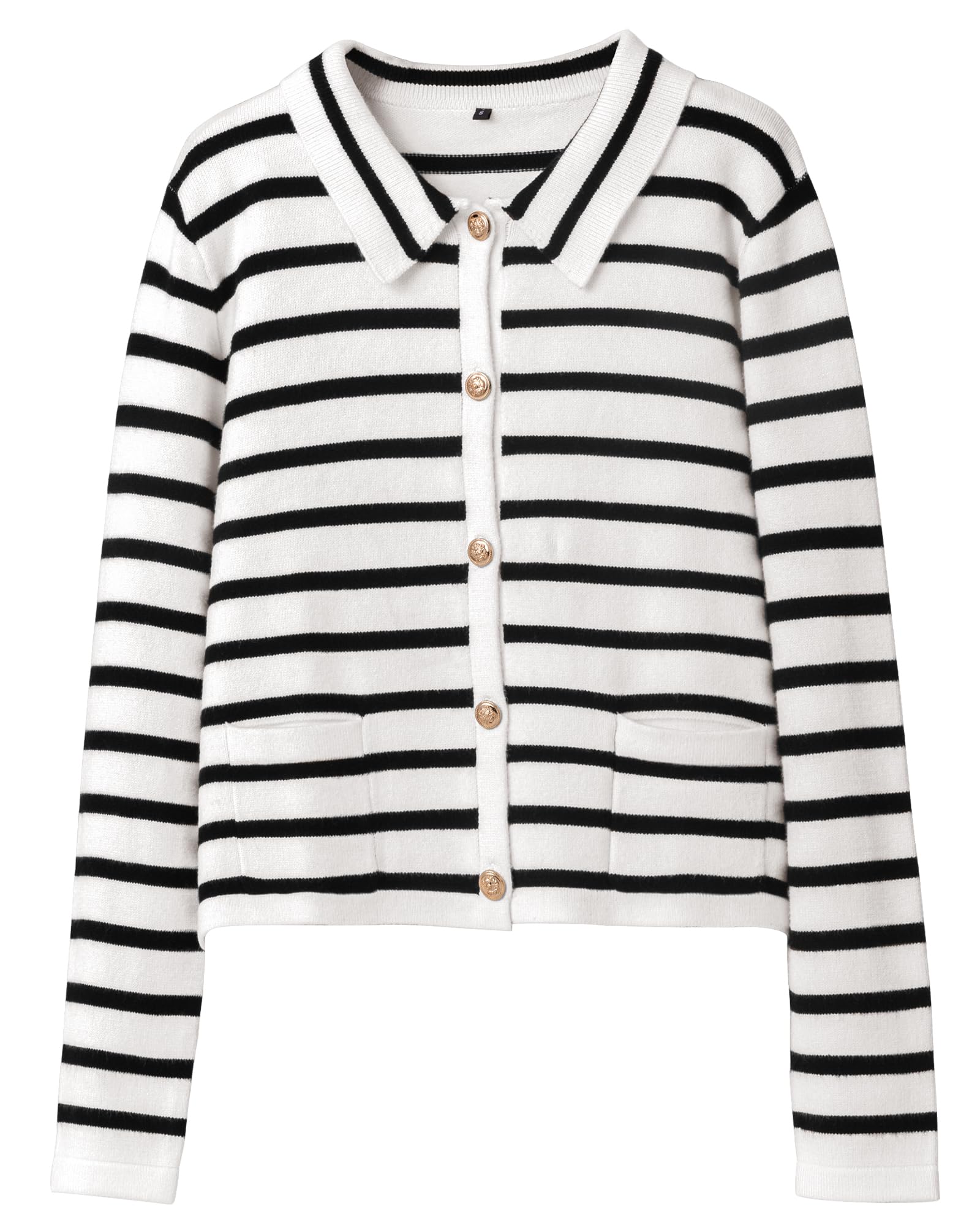 Womens Collared Cardigan Sweaters 2024 Trendy Button Cropped Short Cardigans Sweater Fall Winter Work Open Front