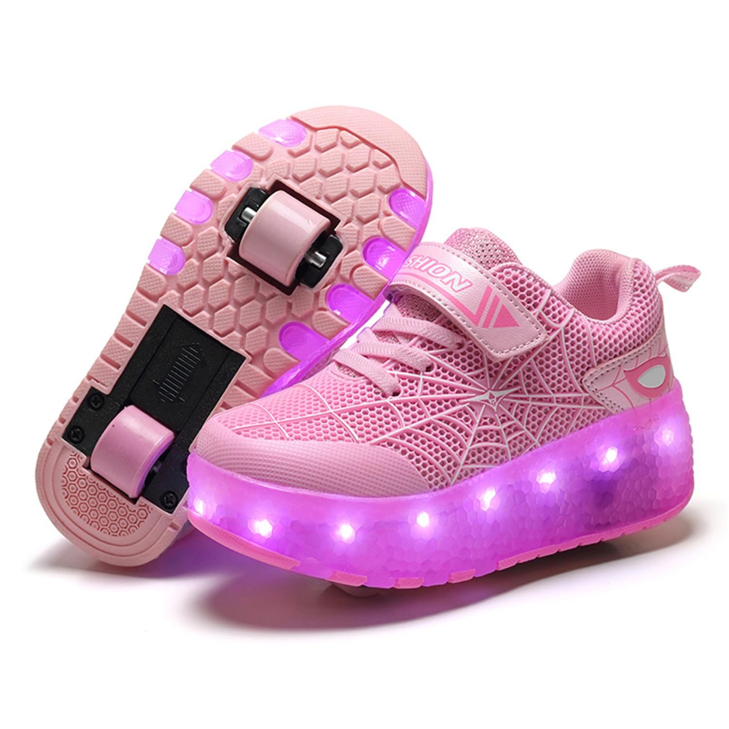 Tenis con ruedas dobles para niños y niñas con patines retráctiles y luces 8