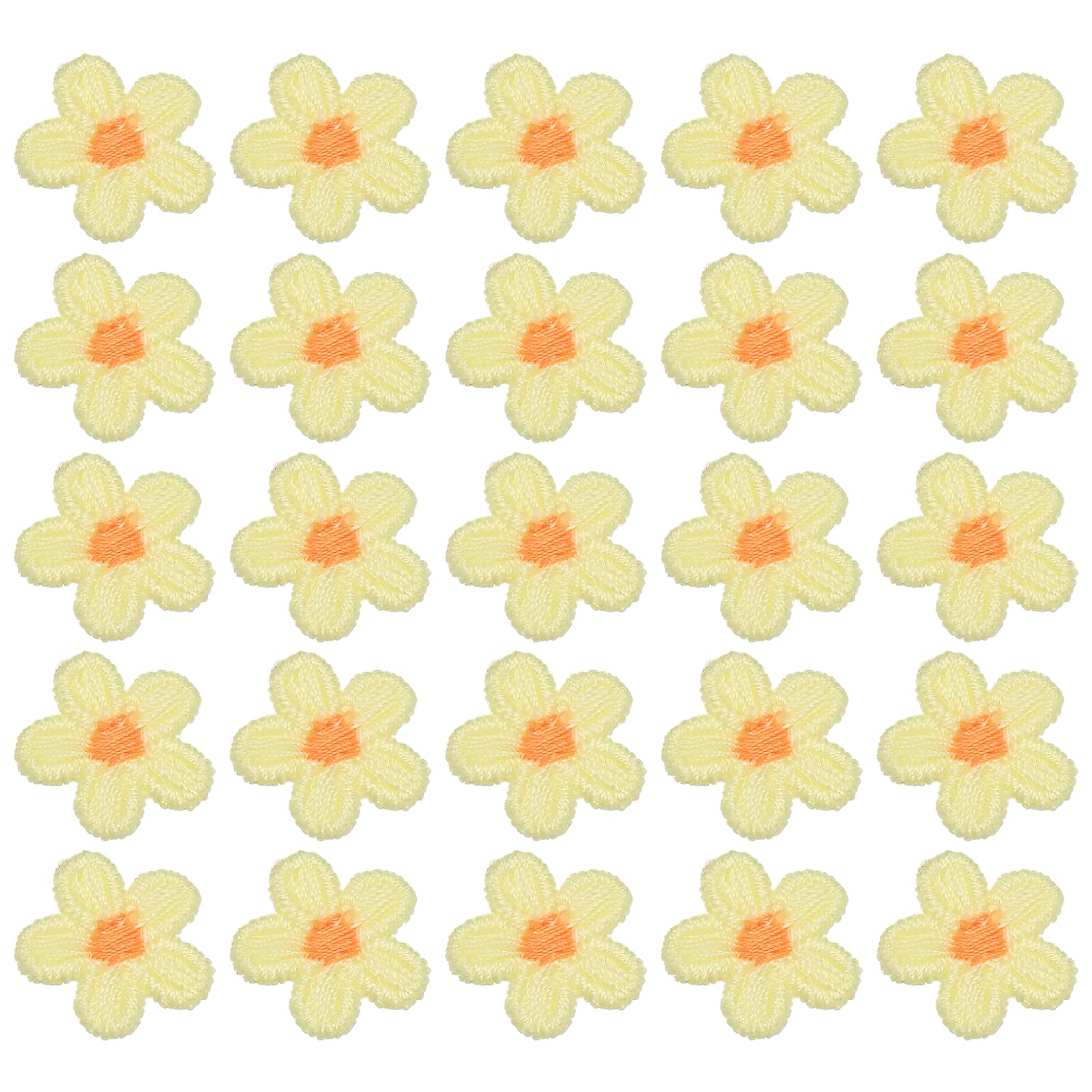 sourcing map 50 Pcs Mini Daisies Flower Sew on Patches, 0.6" Flower Appliques Patches Small Embroidered Floral Appliques Sew for Clothing Hats Bags Hair Accessories DIY, Cream