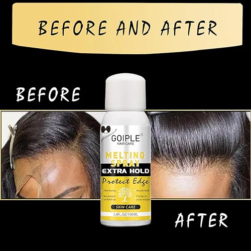 Vista 8 de Goiple Spray de fusión de encaje para pelucas, cierres y extensiones, agente de peinado con acabado natural fuerte, secado rápido, resistente al