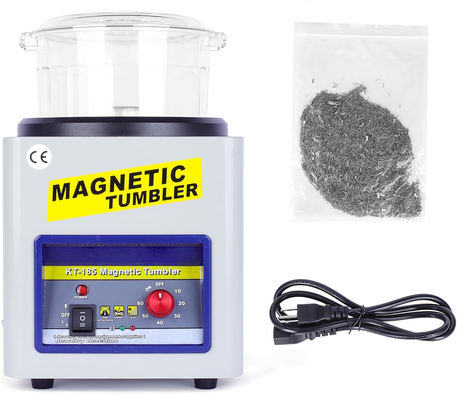 110V Magnetic Tumbler, Jewelry Polisher Tumbler for Cleaning Jewelry Metal Casting and Small Item with Intricate Details, KT-185 Jewelry Polisher Finisher