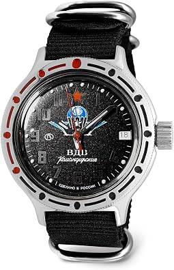VOSTOK | Mens Amphibian VDV | Automatic Self-Winding Diver Watch | WR 200 m | Model 420288 Black Strap