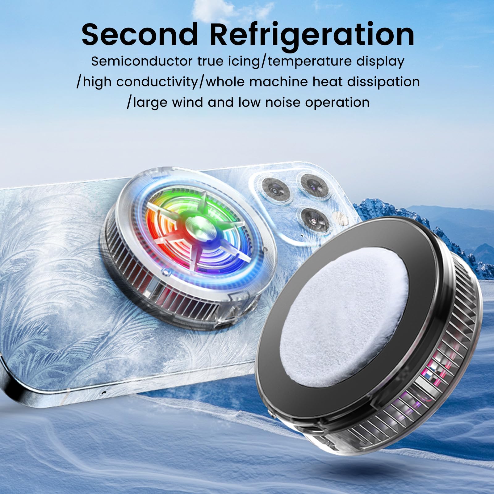 Raffreddatore per telefono, ventola magnetica piccola USB S1 ICE per il gioco, radiatore RGB per cellulare a semiconduttore per cellulare iPhone iPad PS5 Gamer Influencer Tiktok Live Streaming