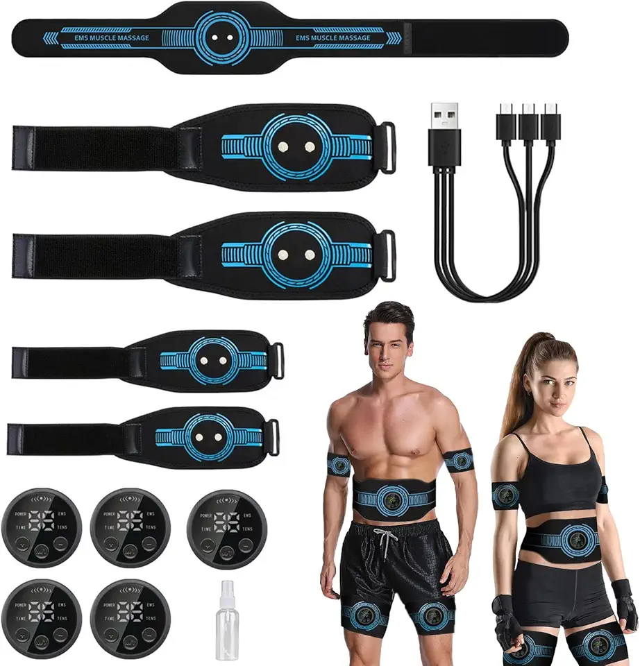 Eletroestimulador Muscular-Equipamento de Fitness Unissex para Abdômen, Braços e Pernas,10 Modos e 39 Níveis,Recarregável via USB, Portátil para Emagrecimento,Tonificação e Força
