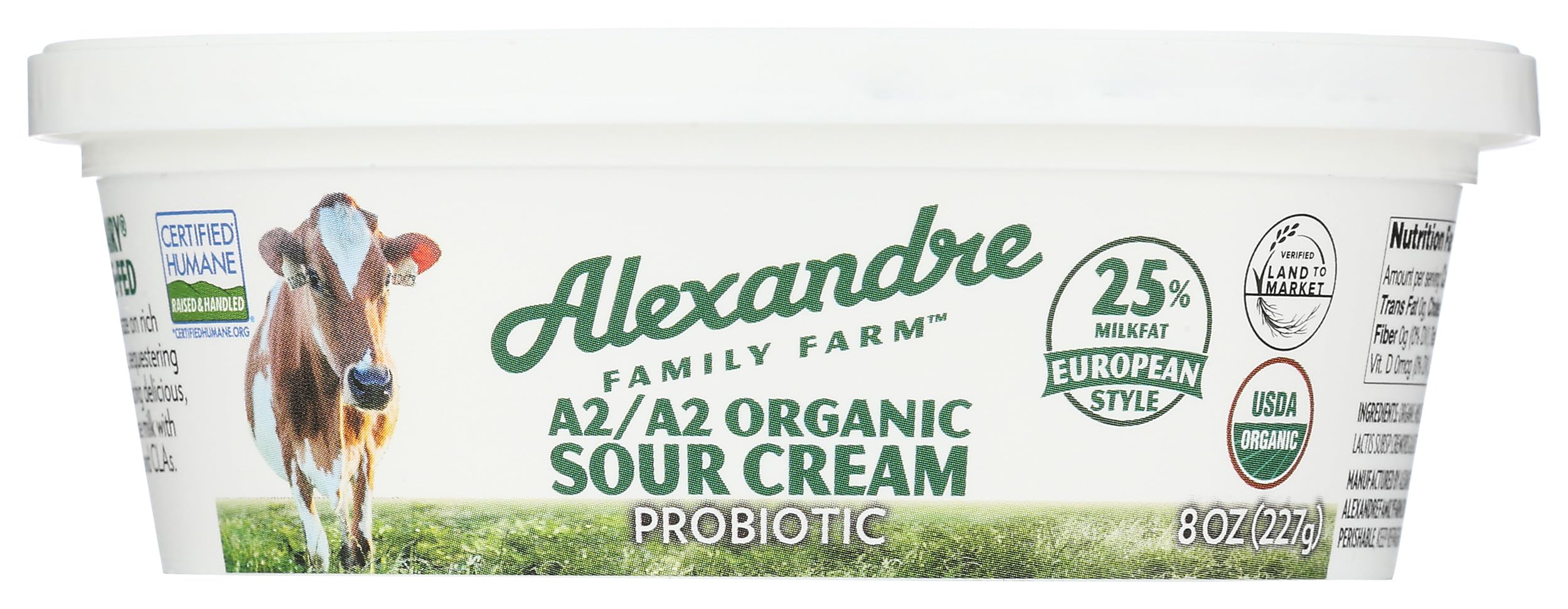 Alexandre Family Farms Organic A2 A2 100 Grass Fed Sour Cream 8 Oz — view 6