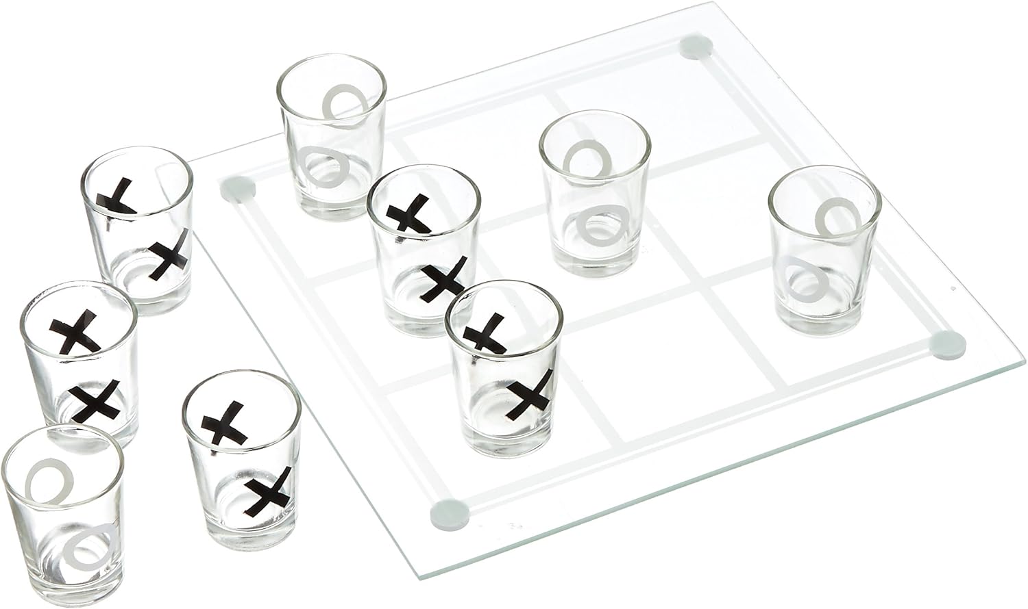 Crystal Clear Shot Glass Tic Tac Toe Bar Game, 10 Piece Set Tic Tac Toe Drinking