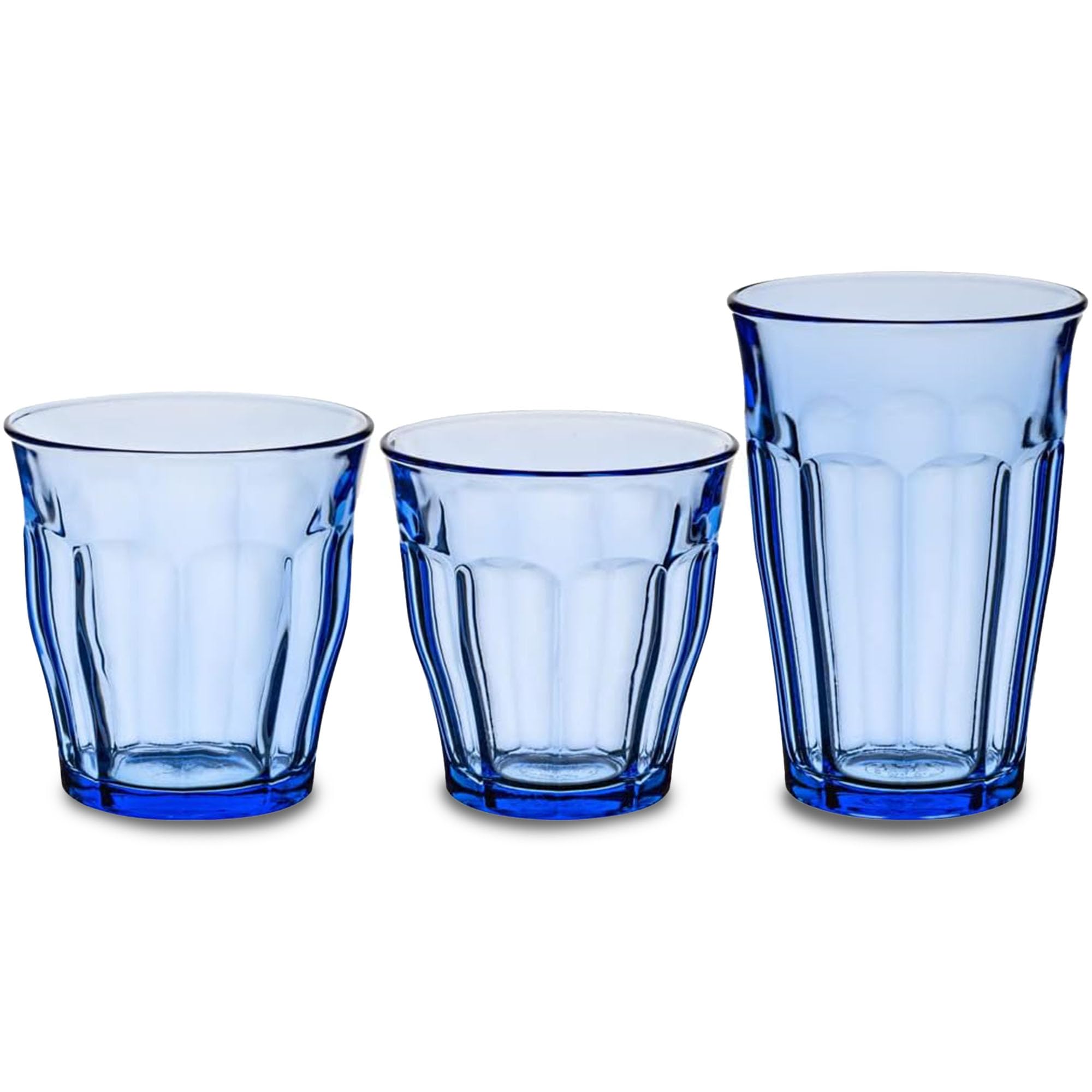 Amazon.com | Duralex Le Picardie Glass Tumbler Drinking Set  18-Piece  Marine Blue Tumblers in Mixed Sizes: Tumblers & Water Glasses