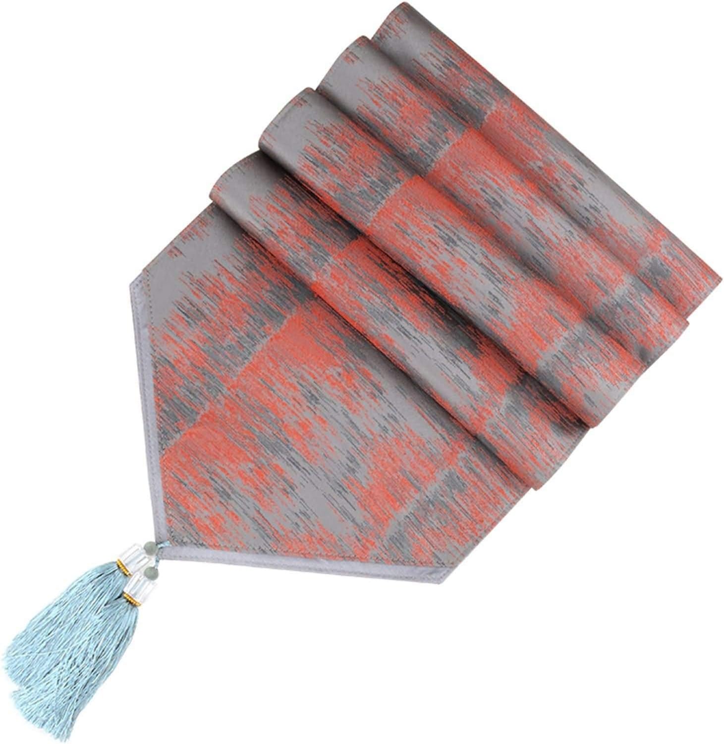 Table Runner Modern,35x183CM,Wood Pattern with Tassel Table Runner Modern Cotton,Table Runner Decor Blue