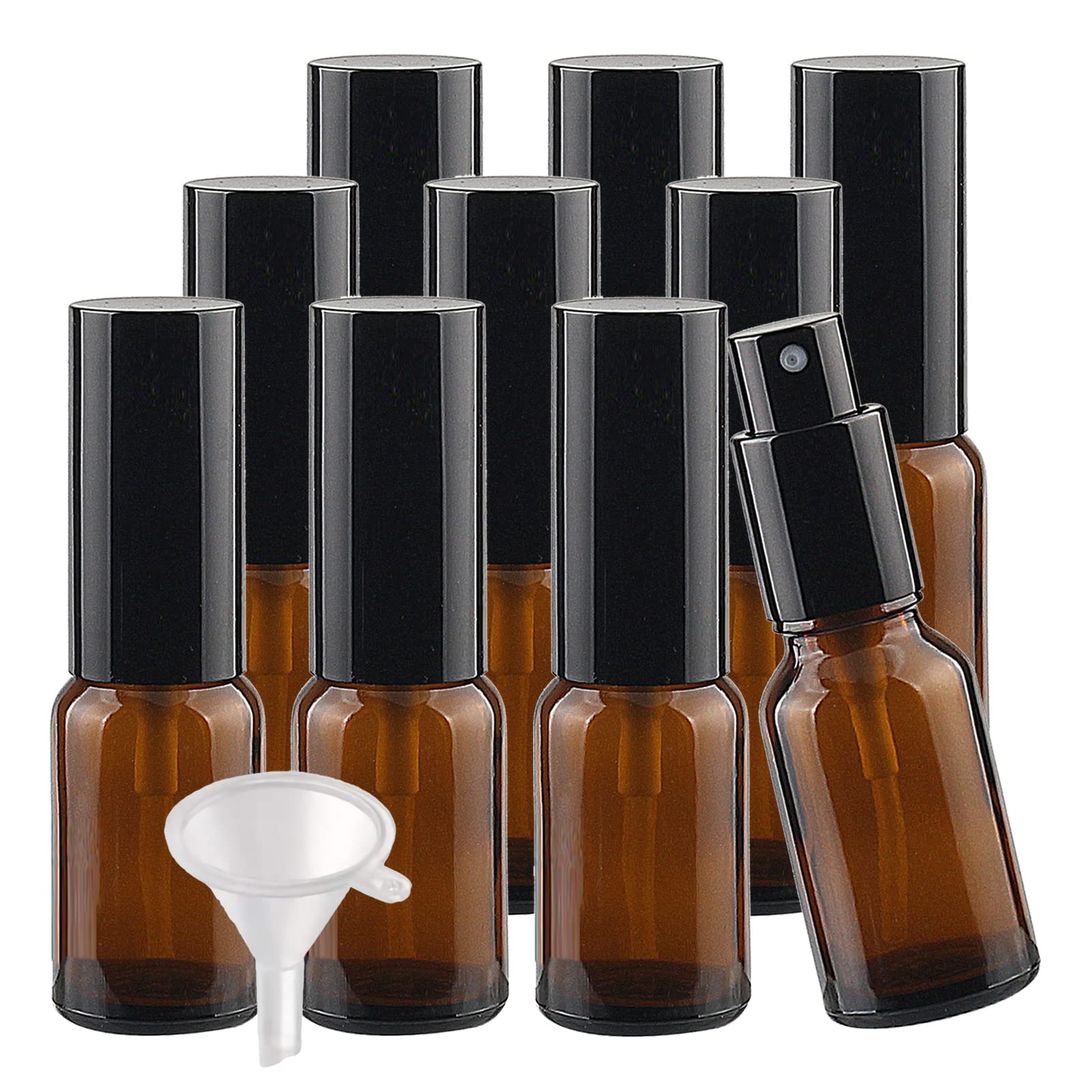 24 Pièces Flacon Spray en Verre Ambré 15ml et Pompe Spray Noire pour Parfum Cosmétique Pulvérisateur Bouteille Voyage Rechargeable, 4 pièce Entonnoir