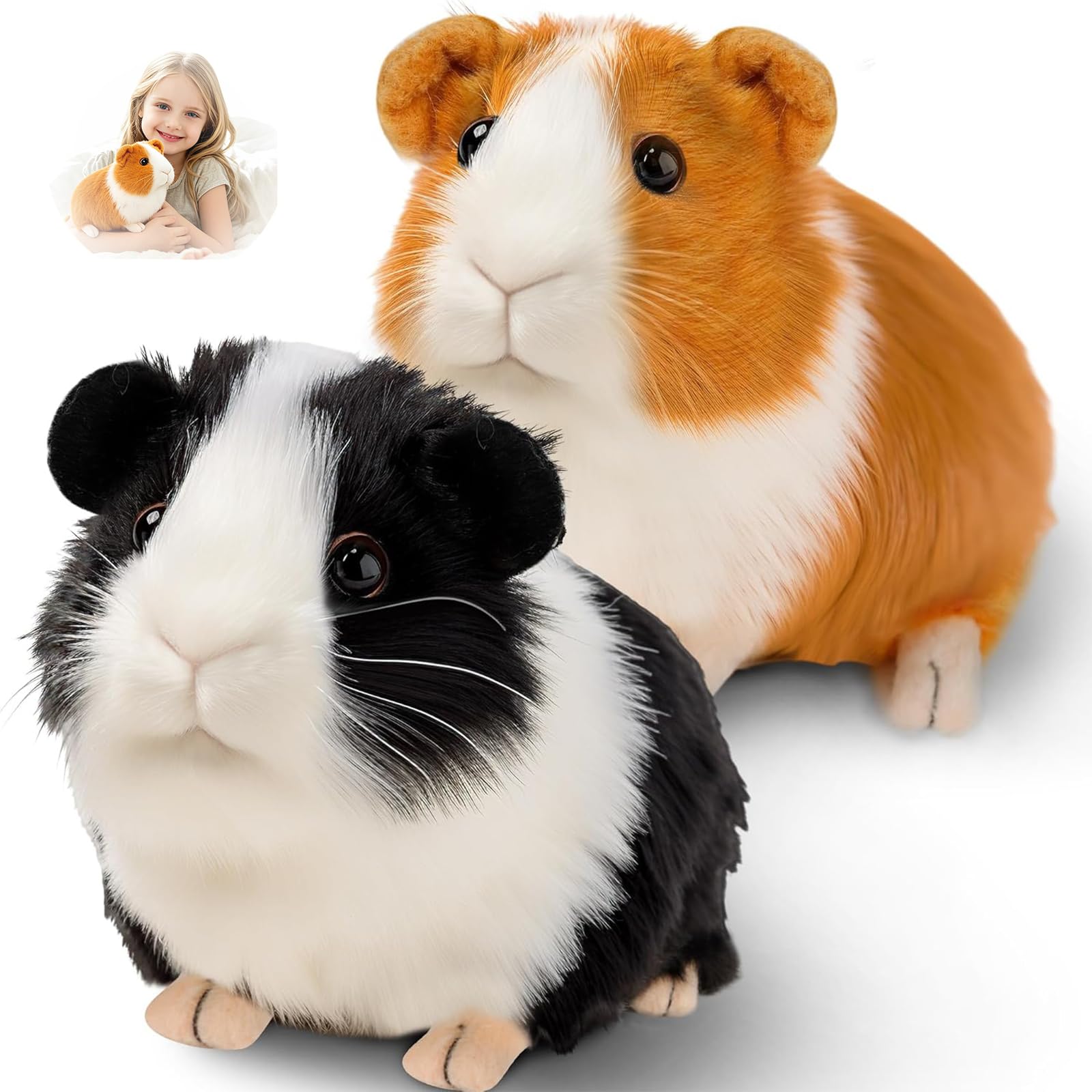ZPSCXQ 2-Piece Guinea Pig Toys, 18cm Black and Brown Pig Teddy Set, Soft Animal Cuddly Toy for Home Decoration and Guinea Pig Gifts
