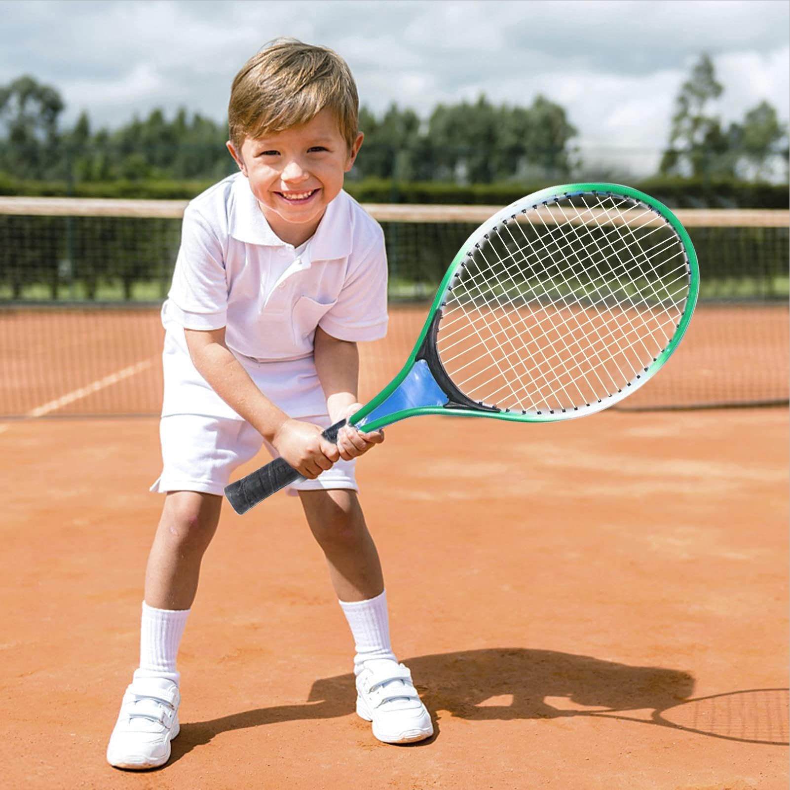 Set Racchette da Tennis e Palline, 21 Pollici Racchetta da Tennis per Bambini Principiante, Kit Allenamento Tenni-s Bambino Adolescente