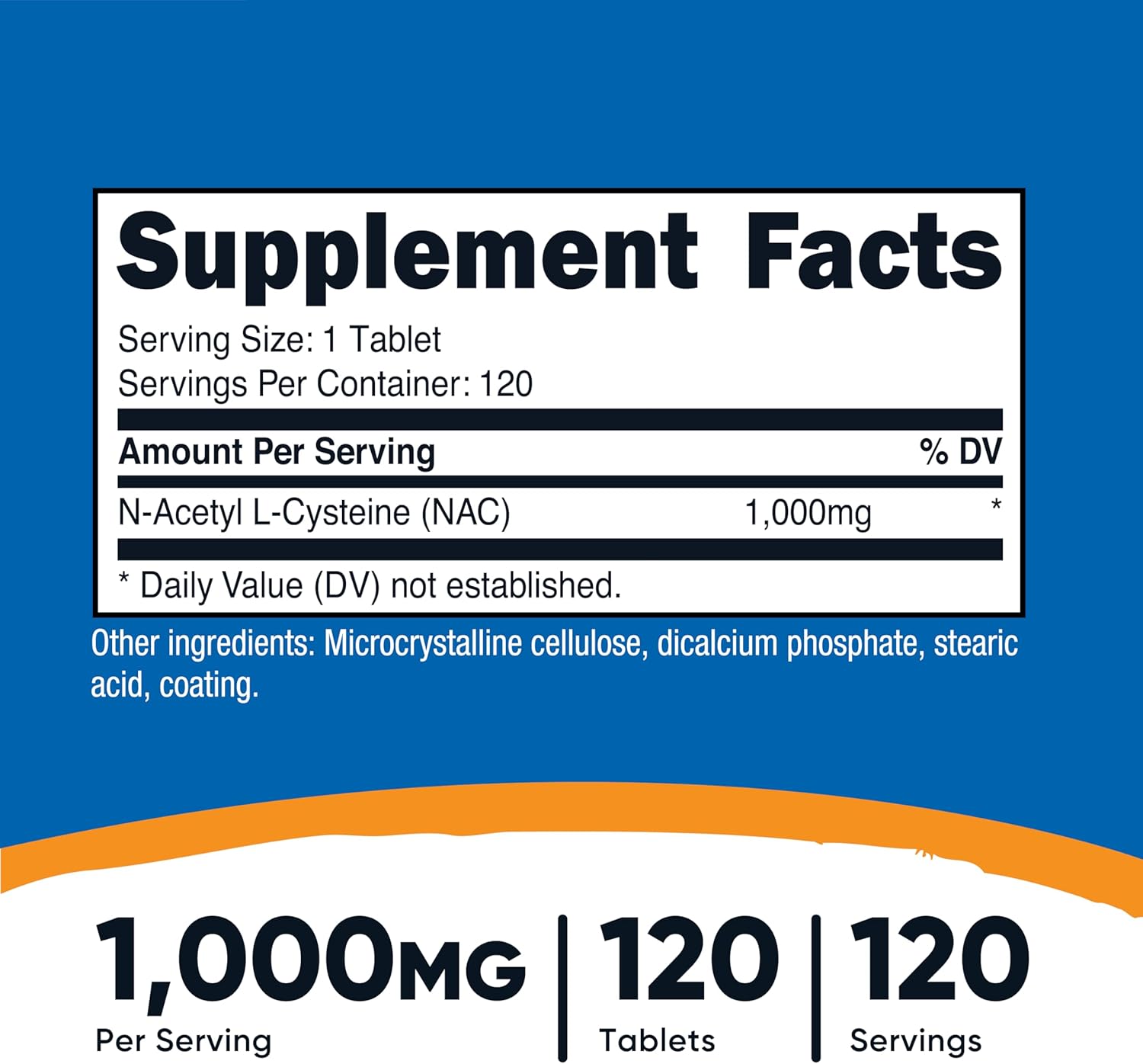 Nutricost N-Acetyl L-Cysteine (NAC) 1000 mg, 120 Vegan Tablets - GMO Free, Gluten Free, Vegetarian Supplement - Image 2
