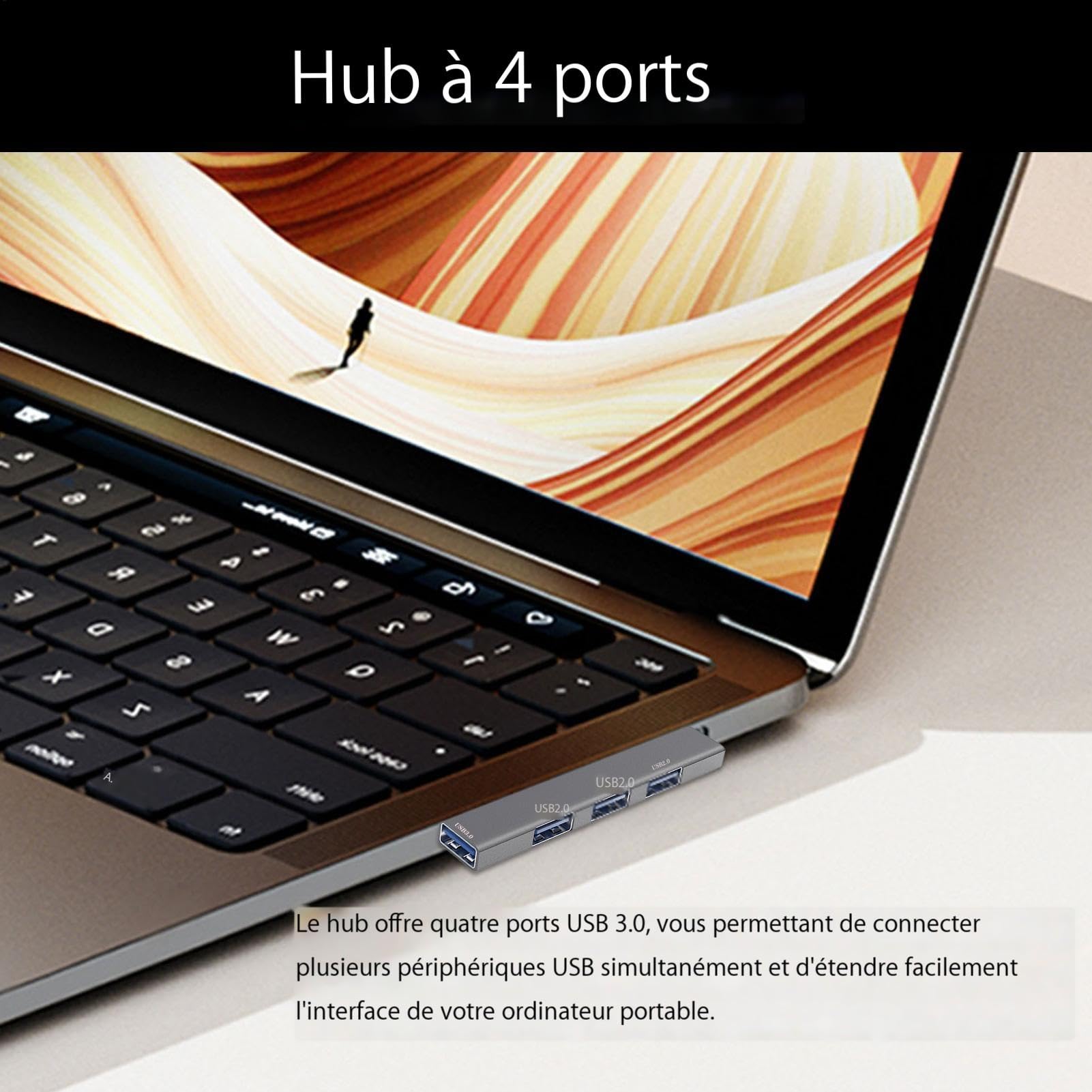 Hub USB 3.0, Hub USB 3.0, Adattatore USB 4 porte | Dati Rapido, Hub USB 4 | porte, Hub USB 3.0 Multiple, Estensione USB per computer portatile, tastiera, mouse