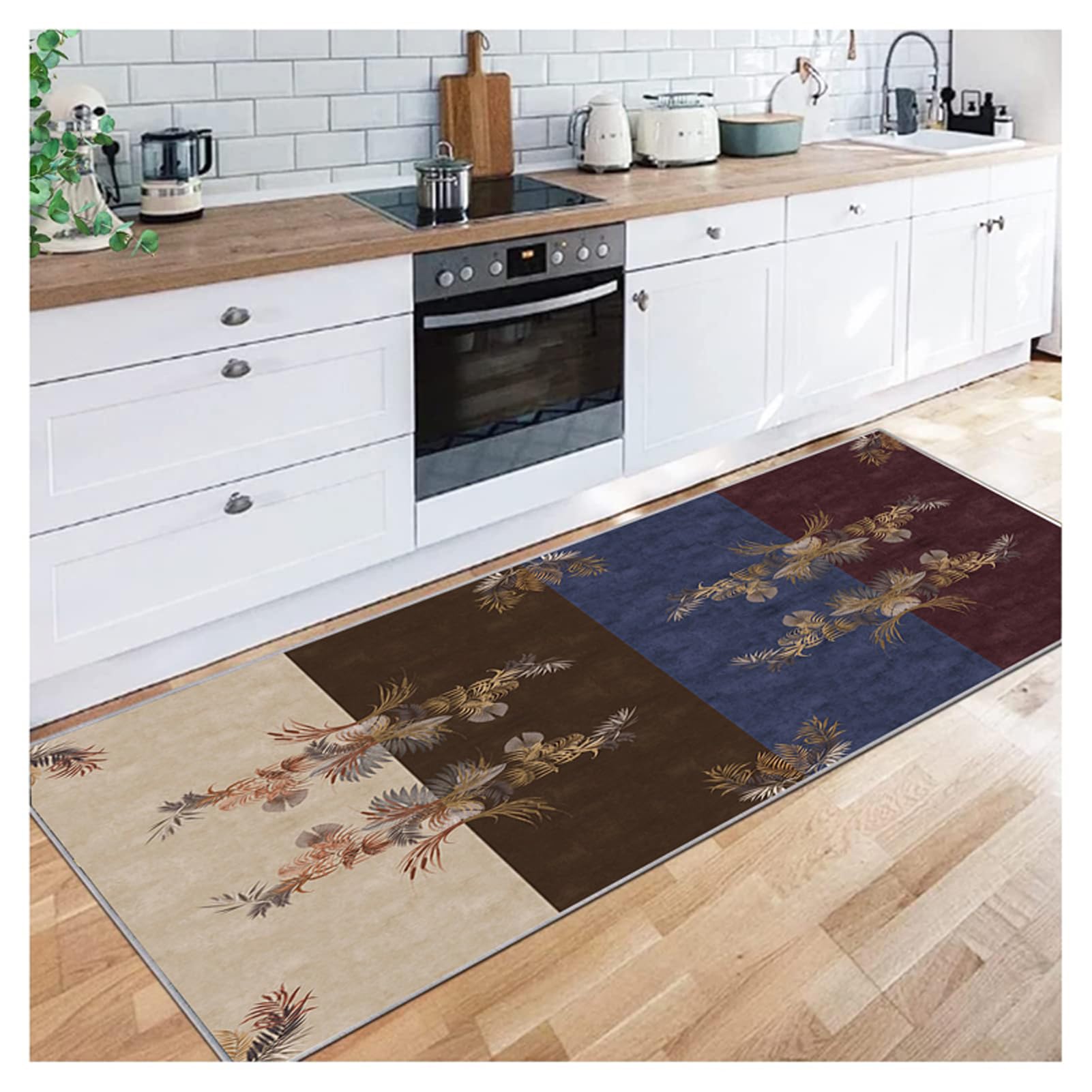 Tapis De Cuisine Antidérapant Marbre Noir 40x100cm - Paillasson Intérieur Imperméable Et Confortable