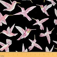 Vista 1 de The Yard - Tela de colibrí rosa de The Yard, tela de tapicería de animales salvajes con pájaros lindos para sillas y sofá, tela rústica para amantes