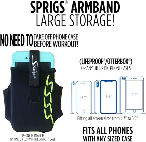 Vista 46 de Sprigs Funda para brazalete de teléfono para iPhone 14, 13, 12, 11, X Galaxy Z, S22, S21, S20, Google Pixel 7, 6, 5. El brazalete para correr más