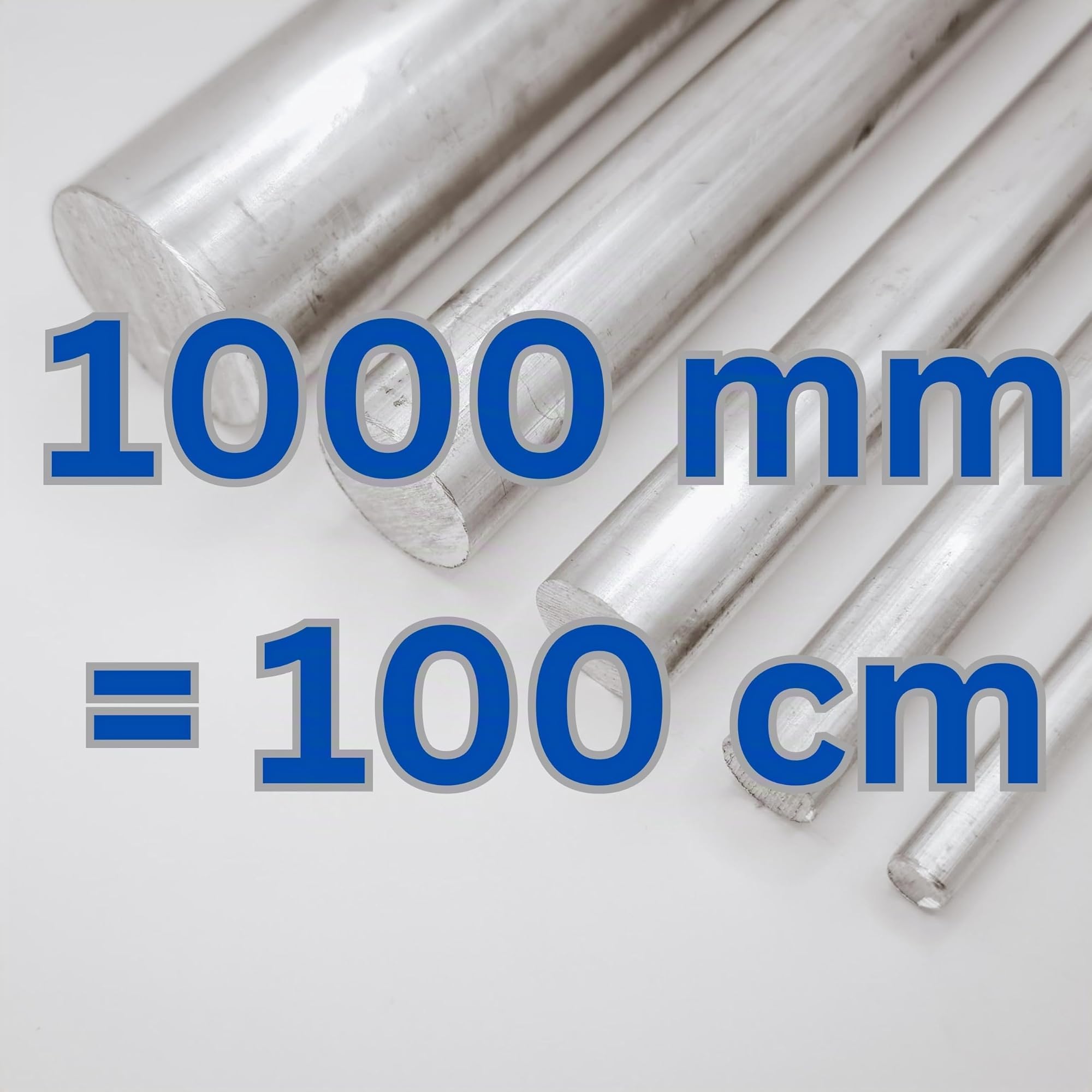 Barre ronde en aluminium AlMgSi0,5 de ZGG en profil plein, barre cylindrique en aluminium de 6-50 mm de diamètre et 50-2000 mm de longueur, pour applications de construction ou bricolages. (1000 mm