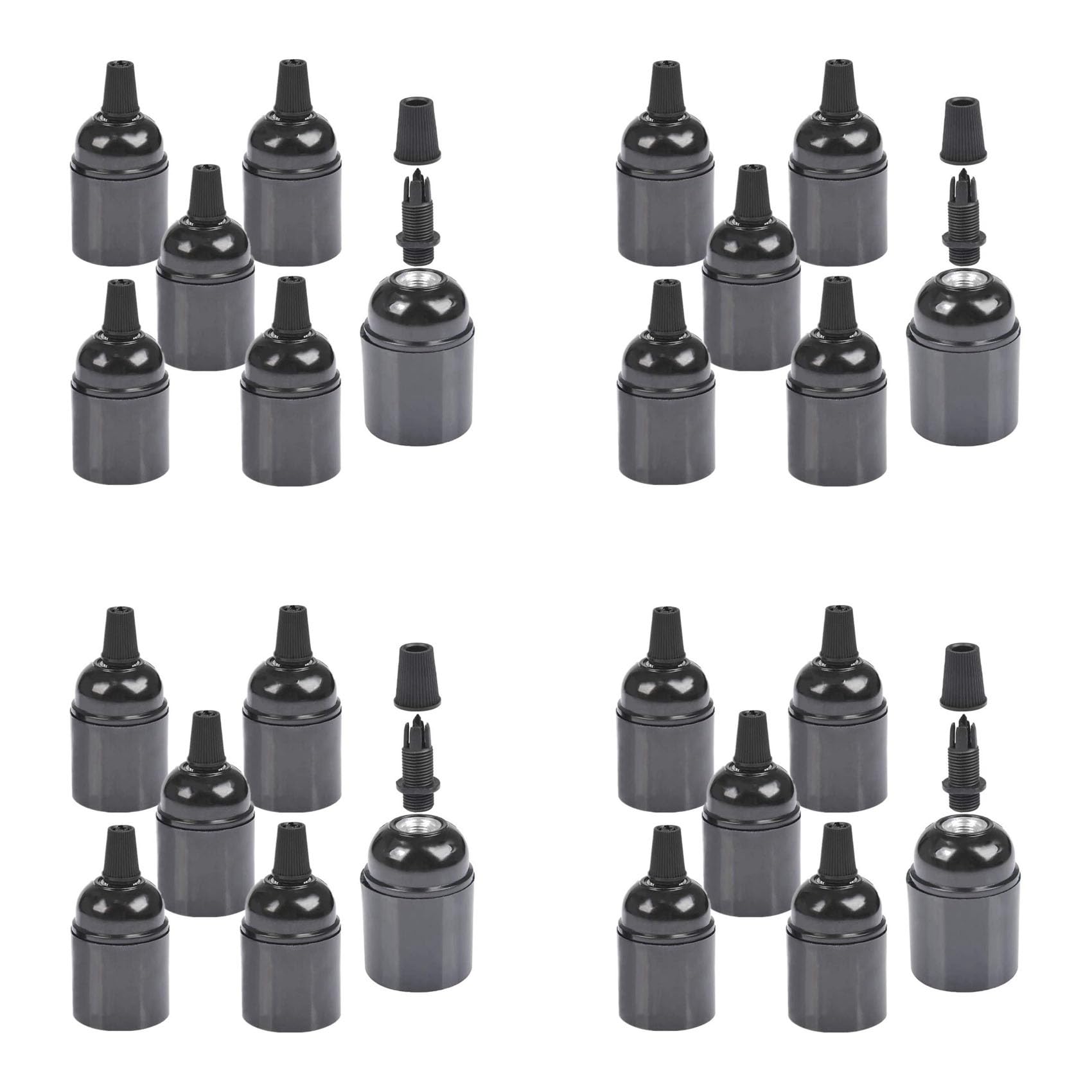Hndhbfgrt 24-Pack Bakelite Lamp Holder E26/ E27 Light Socket Vintage Bulb Socket ES Lampholder for Ceiling/Pendent/Floor