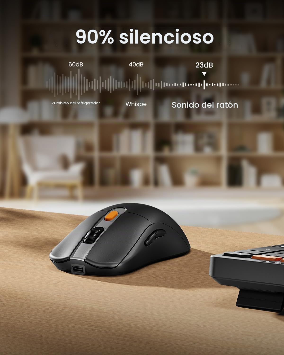ProtoArc Teclado y mouse inalámbricos Bluetooth, teclado KM60 de tamaño completo con reposamuñecas, recargable, 2.4 GHz + Bluetooth dual, para laptop, PC, Mac, Windows, diseño QWERTY UK, gris espacial