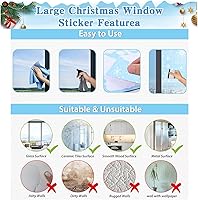 Vista 7 de 146 calcomanías navideñas de copo de nieve para ventanas, adhesivos de ventana de Navidad, calcomanías de Navidad de doble cara, Papá Noel, elfo