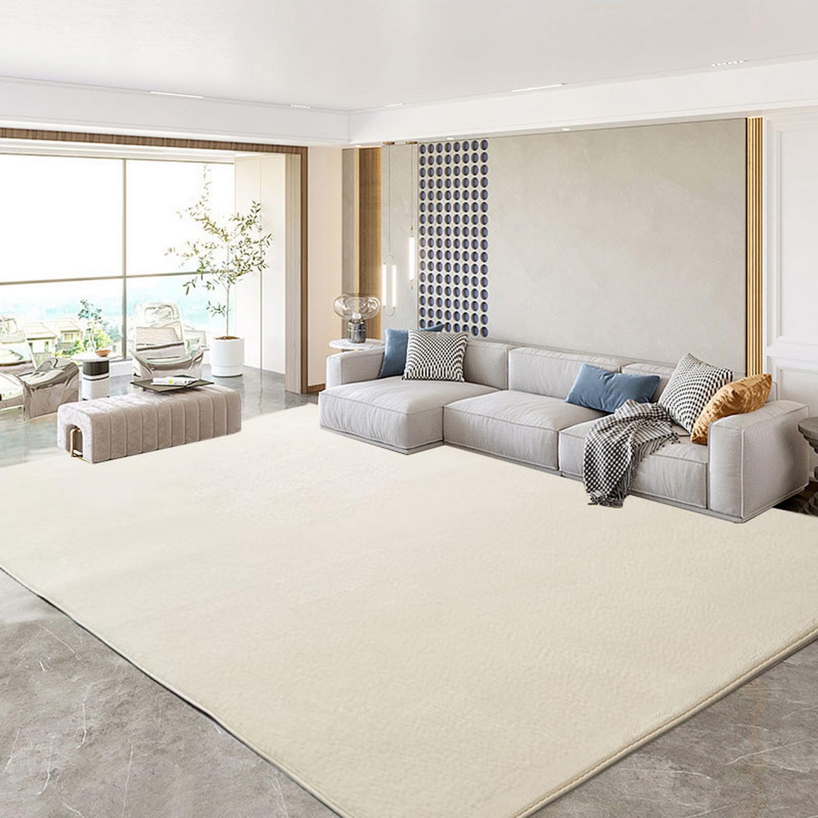 SK Studio Alfombras Salón Grandes Shaggy Pelo Corto Alfombra Habitación Dormitorio Lavables Alfombra Antideslizante Muy Suave para Comedor, Dormitorio Beige, 200x300cm