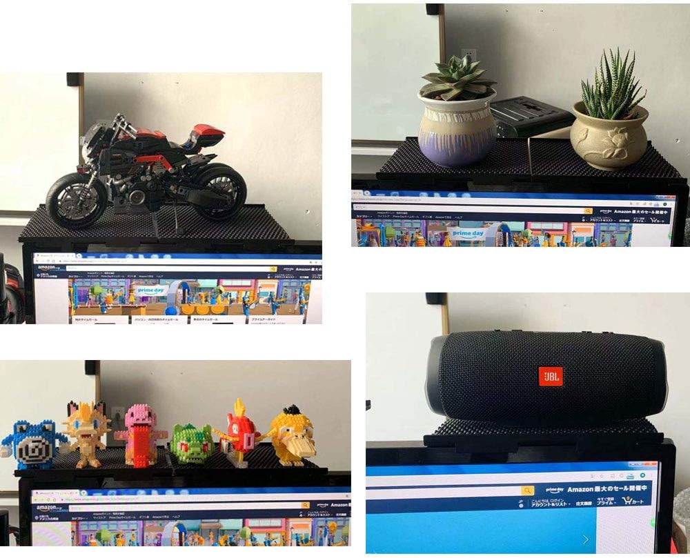 TV Top Shelf Wide Platform Solid Screen Shelf Adjustable Mount Desktop PC Monitor for Streaming Devices, Media Boxes, Speakers and Home Decor,Black(8inch 2pack)