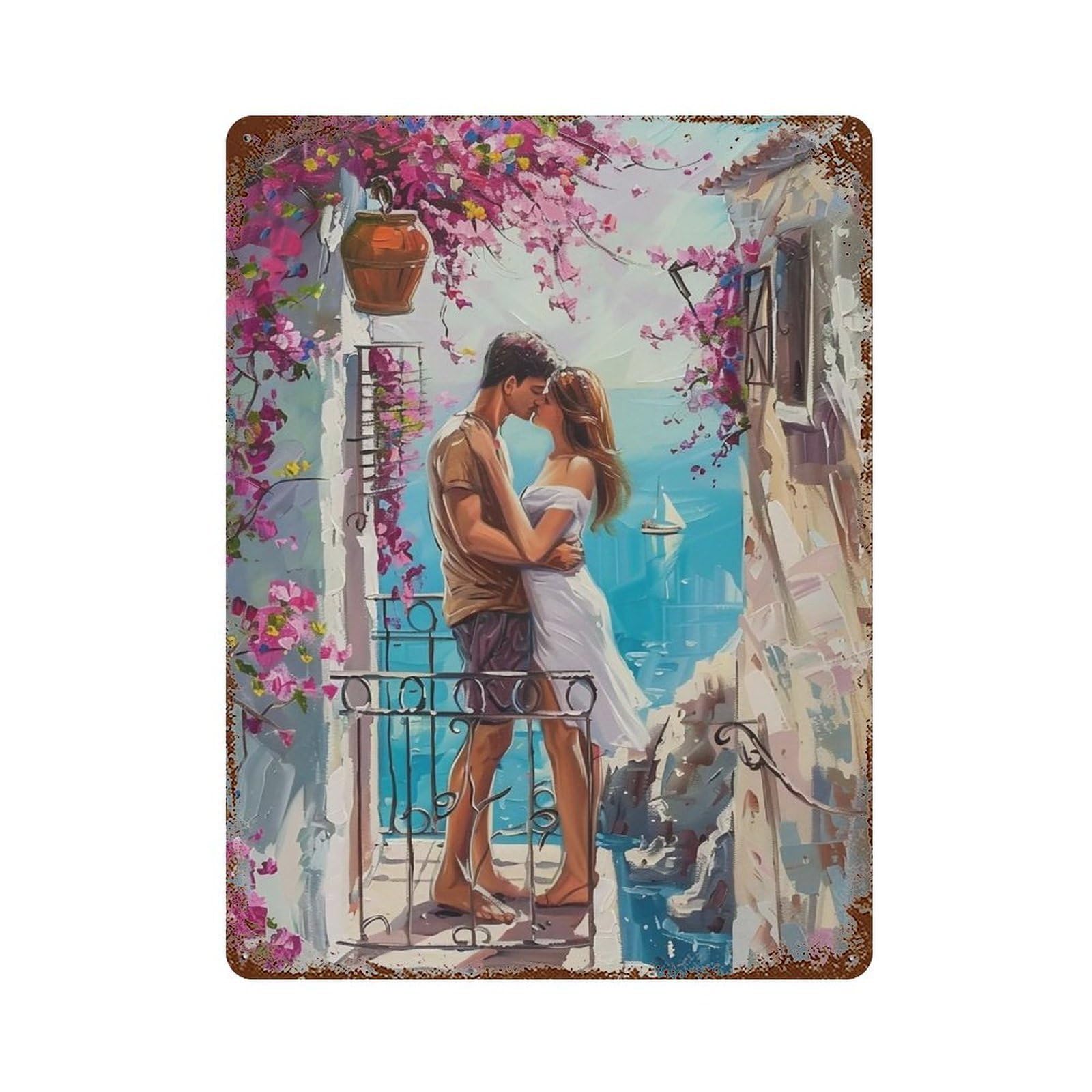 HDURYEYRYY Coastal Bougainvillea Couple 02 Wall Retro Iron Vintage Art Metal Tin Sign Poster Modern Home Cofffee Club Art Bar Shop Decor 40x30cm