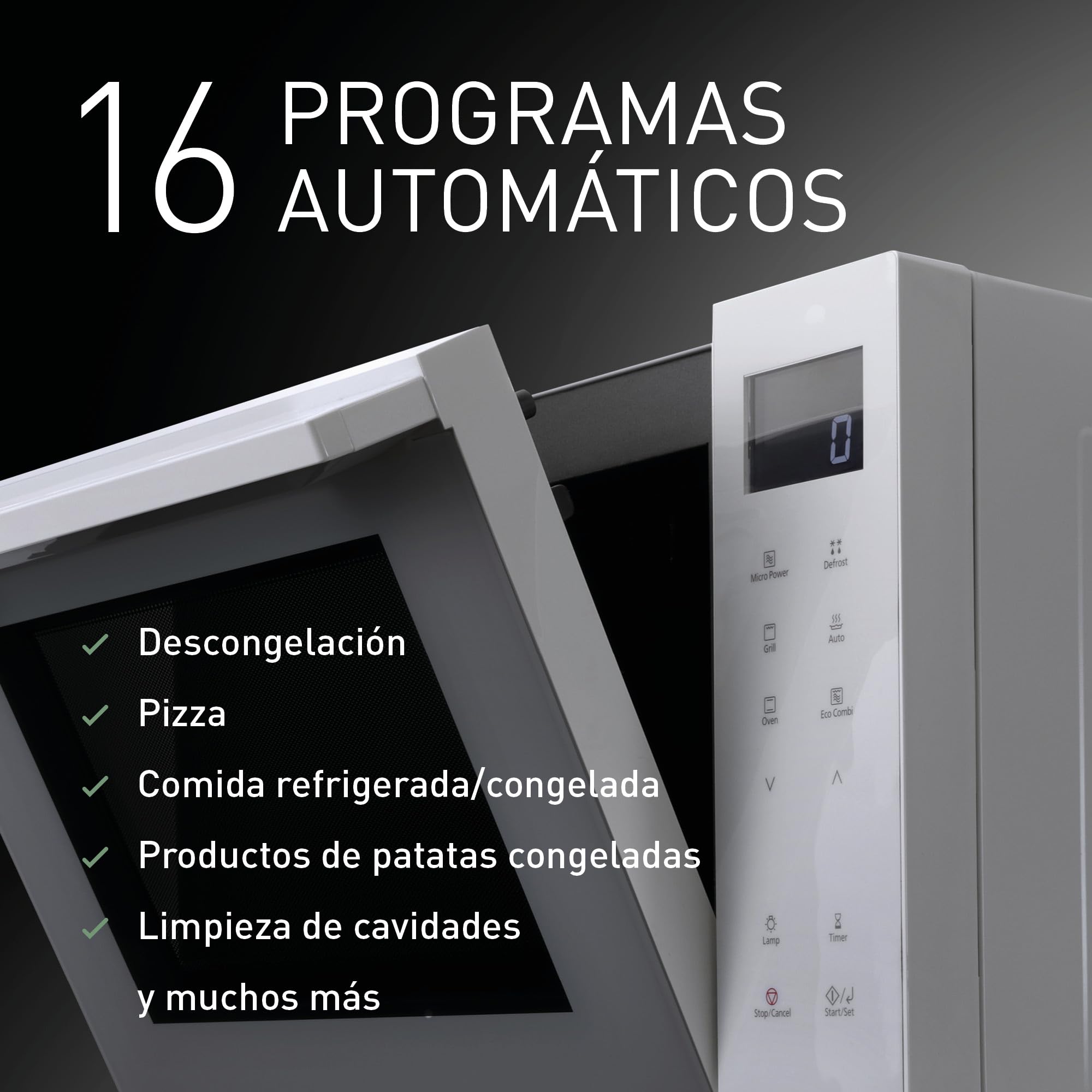 Panasonic NN-DF37PWEPG Horno Microondas y Grill, 1000W, 23L, Inverter, Modo Eco Combi, Plato no Giratorio, 16 Programas Automáticos, Bandeja Esmaltada, Rejilla Alambre, Fácil Limpieza, Blanco