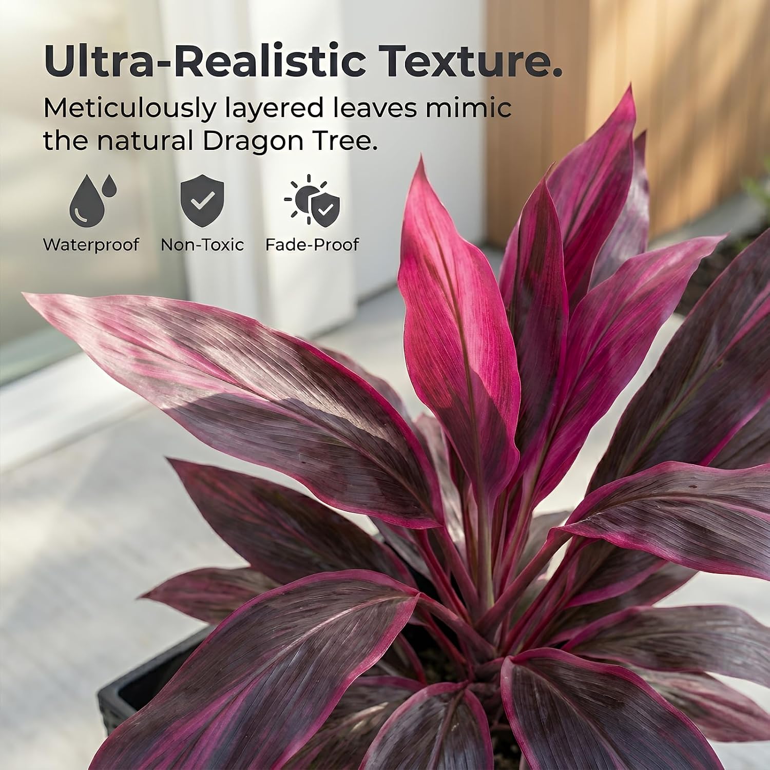 Artificial Ti Plant - 2Pcs Large Realistic Artificial Boston Fern & Dragon's Blood Tree Plants - UV Resistant Vibrant Porch & Patio Decor for Busy Homeowners (6)