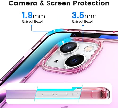 Miniatura 4 de Mkeke for iPhone 14 Case for iPhone 13 Case Gradient Purple-Pink Shockproof Bumpers Cases for iPhone 1314